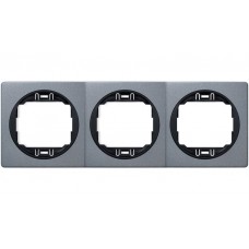 Тройная горизонтальная рамка Aling Conel EON "античное серебро" с черной вставкой (E6703.S1E)