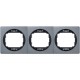 Тройная горизонтальная рамка Aling Conel EON "античное серебро" с черной вставкой (E6703.S1E)