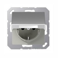 Розетка с заземлением и защитной крышкой Jung ECO profi. Цвет "Алюминий" (EP421KLAL)