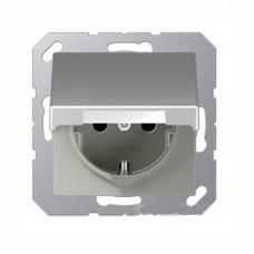 Розетка з заземленням та захисною кришкою Jung ECO profi (EP421KLAL). Колір: Алюміній