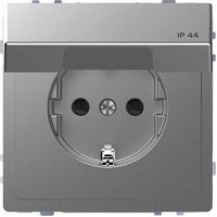 MTN2314-6036 Розетка з/к и крышкой IP44 Merten D-Life "Нержавеющая Сталь"
