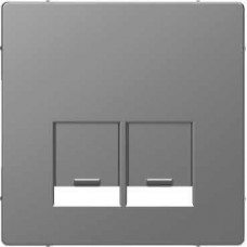 MTN4572-6036 Накладка для 2-хмод. розетки с пылезащитными шторками Merten D-Life "Нержавеющая Сталь"