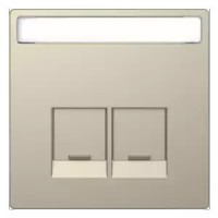 Лицьова панель для 2-мод.роз'ємів RJ з написом Merten D-Life. Колір Сахара