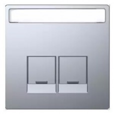 MTN4574-6036 Накладка для 2-мод.разъемов RJ с надписью Merten D-Life "Нержавеющая Сталь"