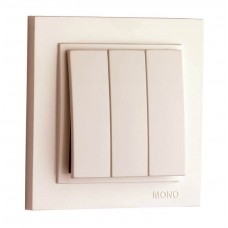 Вимикач трьохклавішний 10А серії Despina (Mono Electric) Слонова кістка