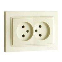 ⚡Розетка двойная без заземления 10А серии Despina (Mono Electric) Кремовая