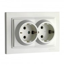 Розетка подвійна з заземленням 16А серії Despina (Mono Electric) Білий
