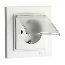 Розетка з кришкою та заземленням 10А серії Despina (Mono Electric) Біла