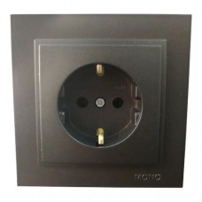 Розетка з заземленням одинарна серії Despina (Mono Electric). Колір Графіт