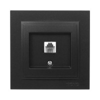 Розетка телефонна Євро (Rj11 623K) серії Despina (Mono Electric). Колір Графіт