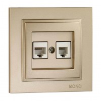 ⚡Розетка компьютерная двойная (2xRj45 Cat 6) серии Despina (Mono Electric). Цвет Титан ⚡Розетка компьютерная двойная (2xRj45 Cat 6) серии Despina (Mono Electric). Цвет Титан