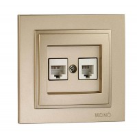 ⚡Розетка телефонная + компьютерная цифровая (RJ11 + RJ45 Cat3) серии Despina (Mono Electric). Цвет Титан