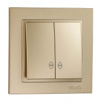 ⚡Выключатель двухклавишный проходной серии Despina (Mono Electric). Цвет Титан