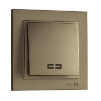 Вимикач одноклавішний з підсвічуванням серії Despina (Mono Electric). Колір Бронза