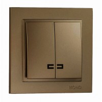 ⚡Выключатель двухклавишный с подсветкой серии Despina (Mono Electric). Цвет Бронза