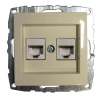 ⚡Механизм компьютерной + телефонной розетки серии Despina (Mono Electric) Крем с панелью