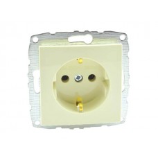 Механізм розетки з заземленням 10А серії Despina (Mono Electric) Кремовий з панелью