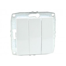 Механізм вимикача трьохклавішного 10А серії Despina (Mono Electric) Білий з клавішею