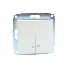 ⚡Механизм выключателя двухклавишные проходного 10А серии Despina (Mono Electric) Белый с клавишей
