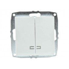 Механізм вимикача двухклавішного з підсвічуванням 10А серії Despina (Mono Electric) Білий з клавішею
