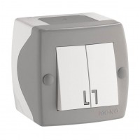 ⚡Выключатель двухклавишный серии Octans (Mono Electric). Цвет Серый ⚡Выключатель двухклавишный серии Octans (Mono Electric). Цвет Серый