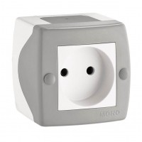 Розетка без заземлення серії Octans (Mono Electric). Колір Сірий