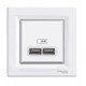 ⚡USB-розетка Asfora Schneider Electric 2 входи 2.1 A біла (EPH2700221)