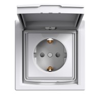⚡Розетка з заземленням, захисними шторками та кришкою Asfora 16А IP44 біла (EPH3100321)