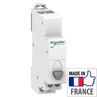 Кнопка управления на DIN-рейку Schneider Electric Acti 9 iPB, простая кнопка, 1NO+1NC, серая