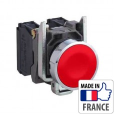 Кнопка с пружинным возвратом Schneider Electric XB4-B, красная, металл. основание, 1NC