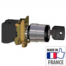 XB4BG21 Переключатель с ключом Schneider Electric XB4-B, 2 положения с фиксацией, металл. основание, 1NO