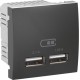 USB-розетка Unica 2.1 A (2 входи). Колір "Графіт" (MGU3.418.12)