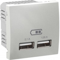 USB-розетка Unica 2.1 A (2 входи). Колір "Алюміній" (MGU3.418.30)