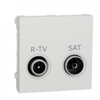 ⚡Розетка R-TV SAT прохідна 2 модулі Unica New біла (NU345618) ⚡Розетка R-TV SAT прохідна 2 модулі Unica New біла (NU345618)