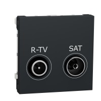 ⚡Розетка R-TV SAT проходная 2 модуля Unica New антрацит (NU345654)