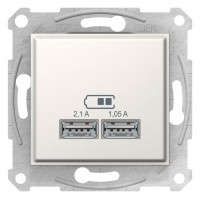 ⚡USB-розетка 2.1А серии Sedna (2 входа). Цвет Алюминий (SDN2710247) ⚡USB-розетка 2.1А серии Sedna (2 входа). Цвет Алюминий (SDN2710247)
