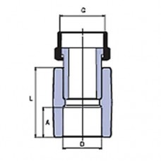 PP-R перехід з накидною гайкою з отвором під пломбу для PP труби 3/4”x25мм, Wavin Ekoplastik, SNAMD02525