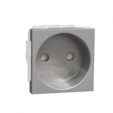 ⚡Розетка без заземлення з шторками 16А гвинт. заж, 2 мод. Unica New алюміній (NU303330)